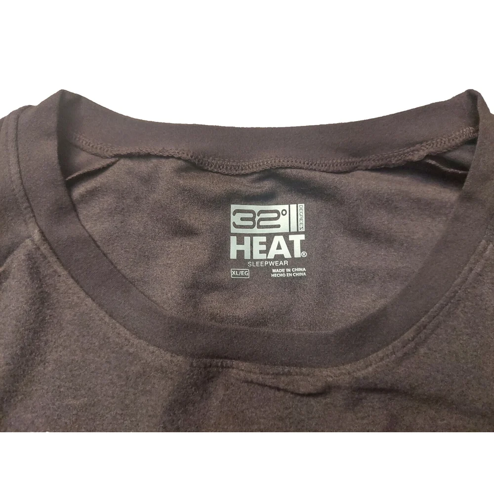 32 Degrees Mens Heat Raglan Sleeve Sleep Shirt Plum XL